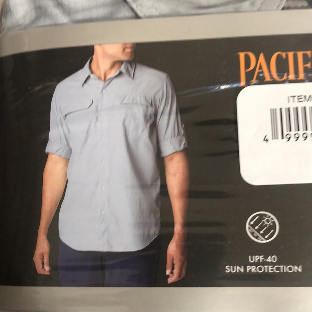 NWT Pacific Trail Men’s Long Sleeve Woven Shirt -- grey -- XL